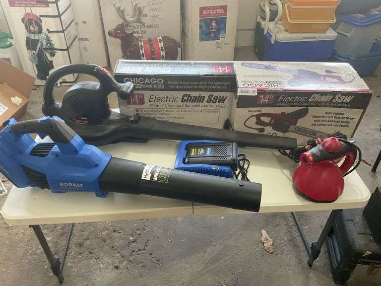 14" Elec. Chainsaw, Kobalt BO Blower, Elec. Blower, Steamer