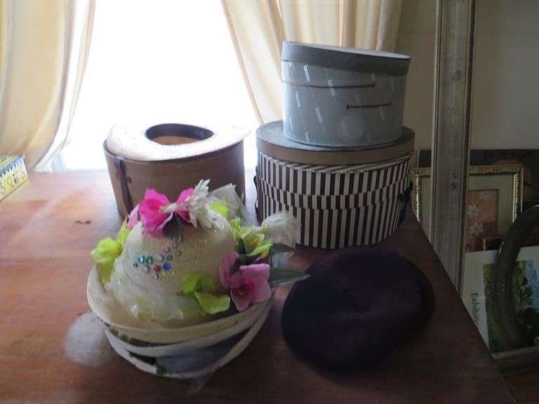 Assorted Vintage Hats with Hat Boxes