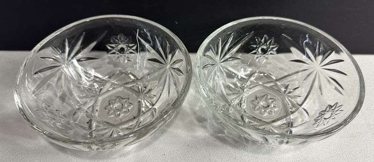 Anchor Hocking Glass Early American Prescut Star of David Glass Soup Cereal Bowl Set
