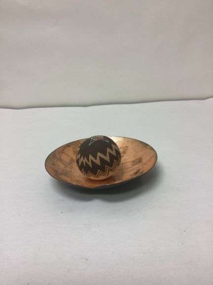 Decorative Copper Plate & Soapstone Egg