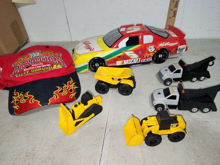 Keloggs Nascar Terry Lebonte Car, Contruction Vehicles, & Jeff Gordon 2001 Hat