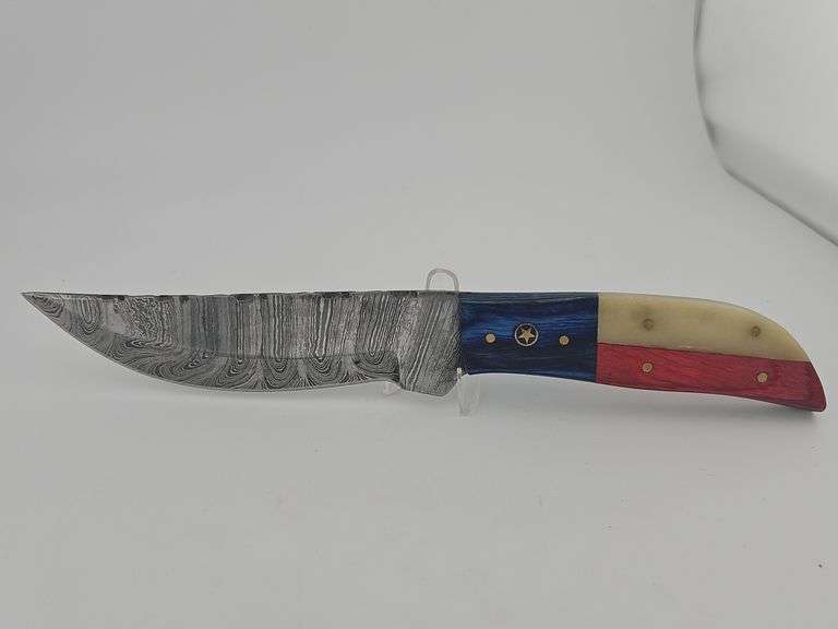 Patriot Damascus Knife w/ Leather Sheath