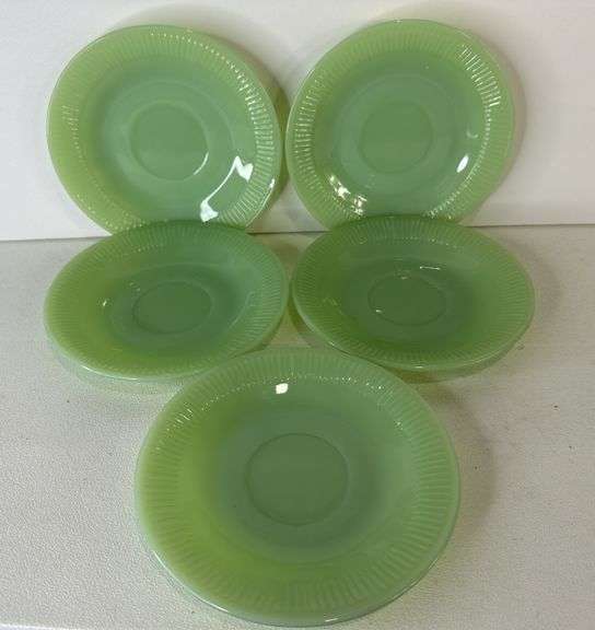 Anchor Hocking Fire-King Jane Ray Jadeite Saucers