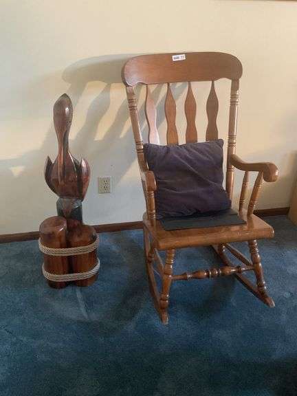 Wooden Rocker, Pelican & Coffee Table