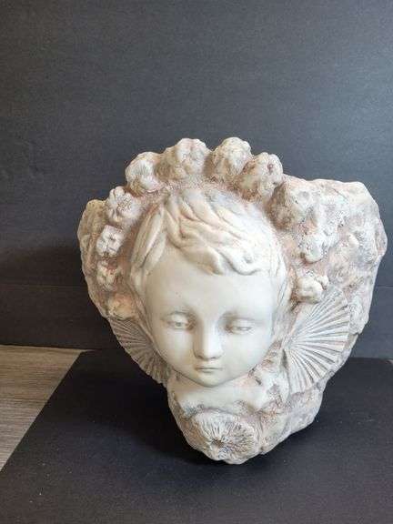 Large Planter - Heavy - Child's Fae with Sea Shells Decor ...