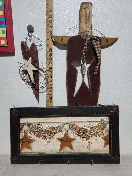Folk Art Love Faith Hope, Angel & Heart Wall Decor