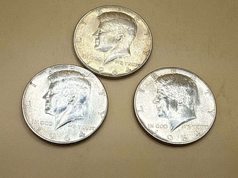 1964 Kennedy Half Dollars – 90% Silver (3 Total)