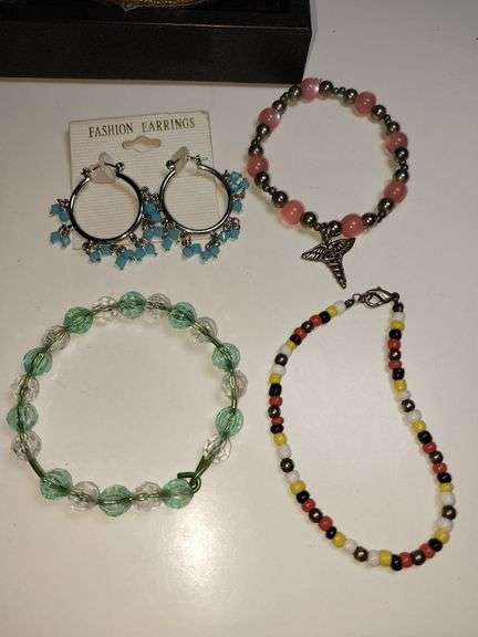 Fashion Jewelry Including Earrings and Beaded Bracelets