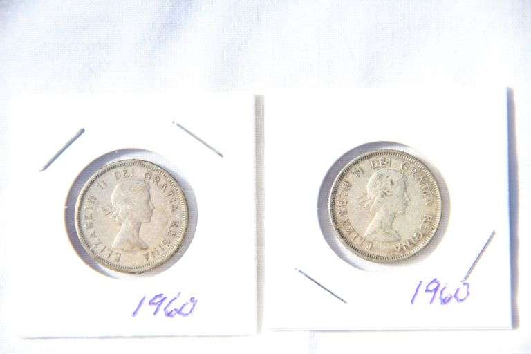 Lot of 2 1960 Canadian Silver Quarters