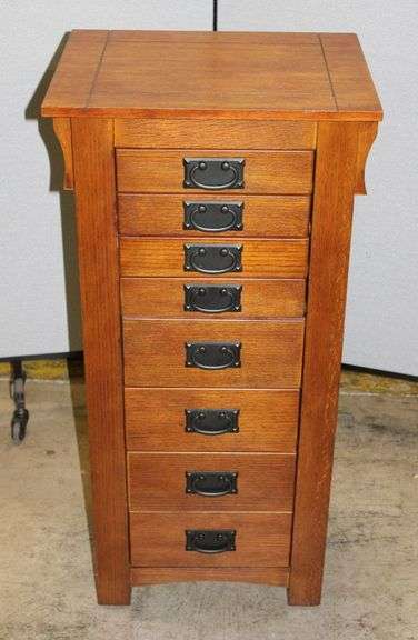 Wood Jewelry Armoire With Seven Drawers and Lift-Top Mirror