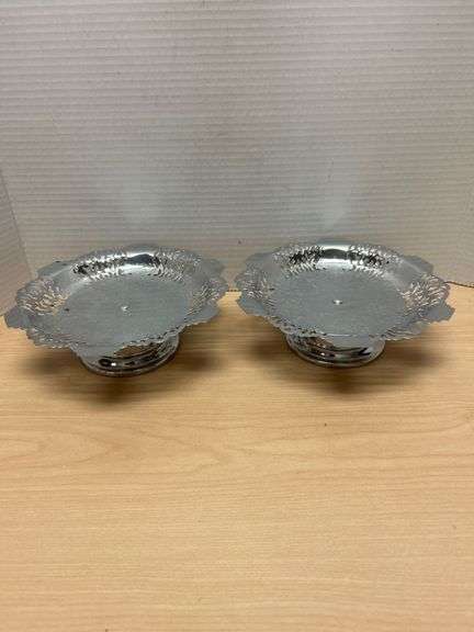Decorative Silver-Plated Dishes with Pierced Edges