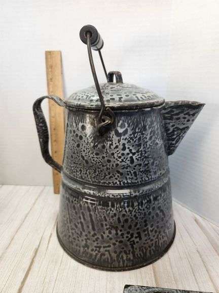 Speckled Granite Enamelware Large Coffee Pot