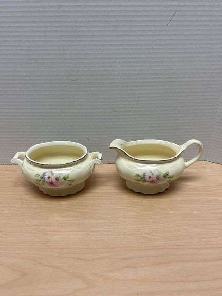Homer Laughlin Virginia Rose Creamer And Sugar Bowl Set, Made In USA