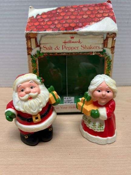 Hallmark Salt and Pepper Shakers Featuring Santa and Mrs. Claus with Box