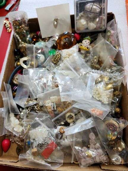 Assorted Jewelry Making Beads, Hardware, Buttons, Etc.