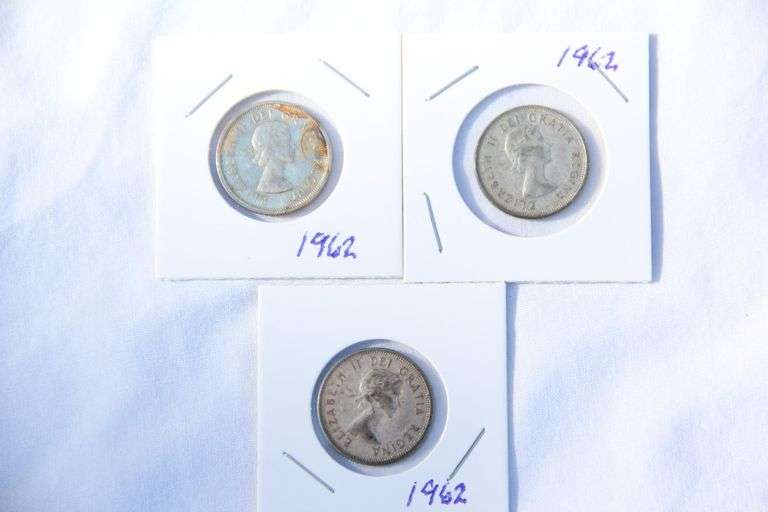 Lot of 3 1962 Silver Canadian Quarters