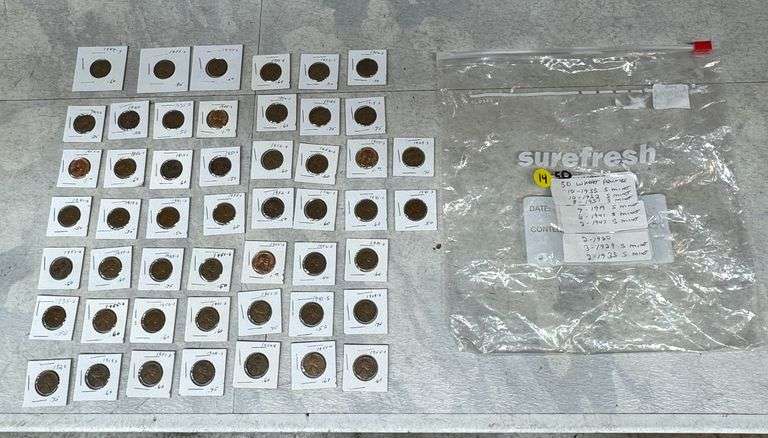 50 U.S. Wheat Pennies (1920-1955), Various Mint Marks