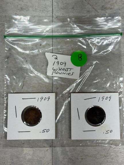 1909 Lincoln Wheat Pennies in Cardboard Holders