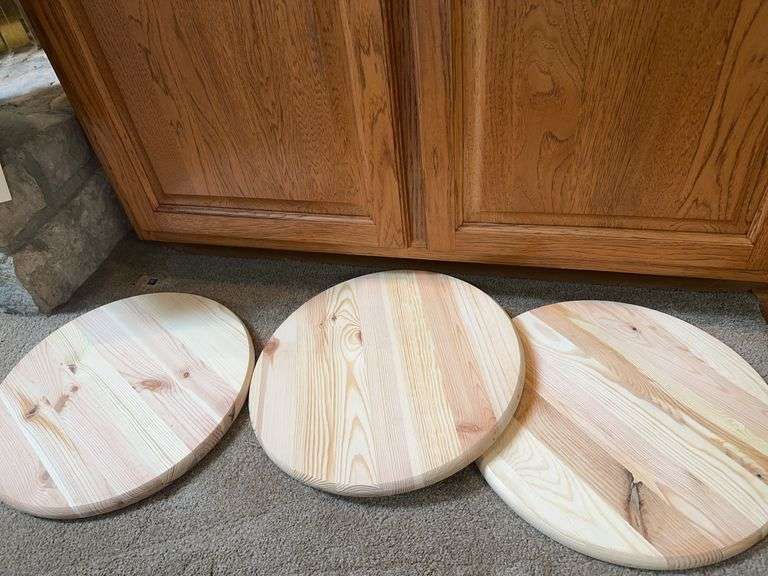 Three large round pine DISCS – cheese trays? Crafting?