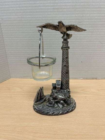 Decorative Lighthouse and Eagle Figurine with Glass Holder by W.F.