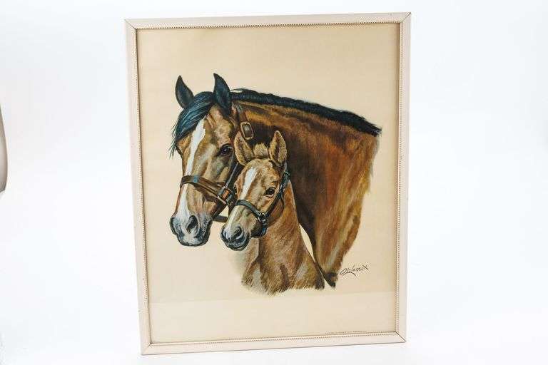 Ole Larsen Print Featuring American Quarter Horse Mare And Foal