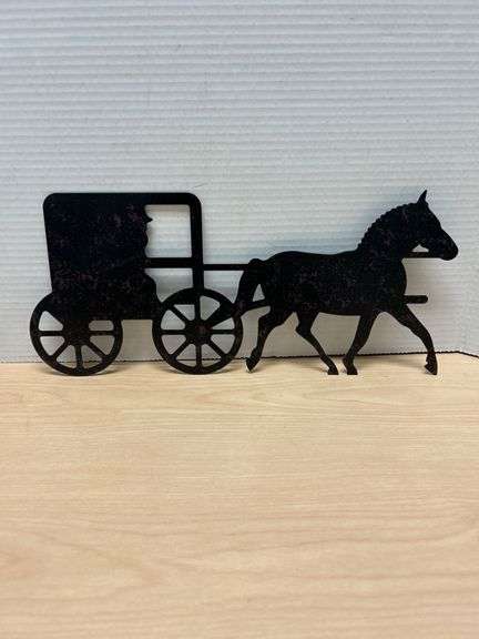 Black Metal Horse and Buggy Wall Decor