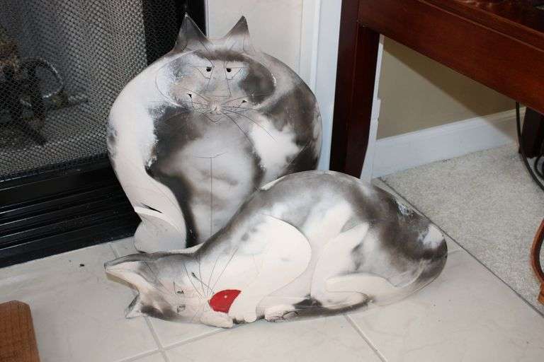 Cat Sculpture Pair