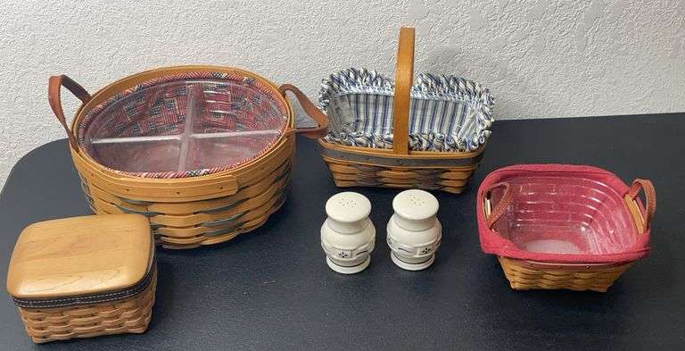 Longaberger Basket Lot – Assorted Handwoven Baskets w/ Liners & Protectors