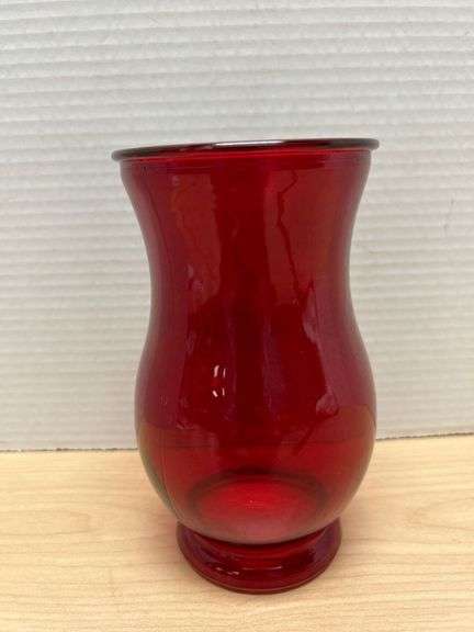 Red Glass Vase, Made in China, 6-inch Height