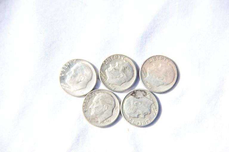 Lot of 5 Roosevelt Silver Dimes