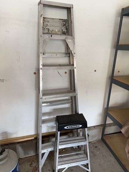 6 foot painting ladder and a small WERNER two step ladder