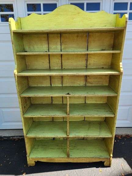 Primitive Open Bookcase in Painted Wood Finish - square head nail construction