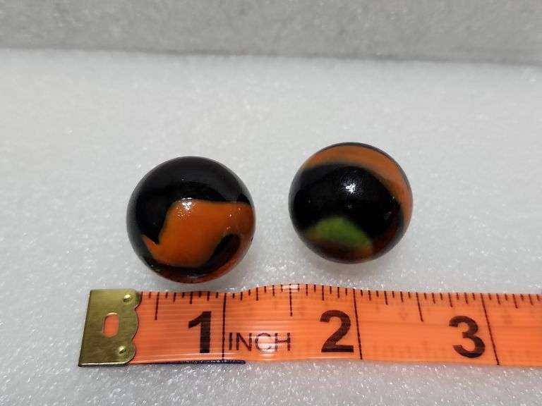 1 Vintage Black/Orange/Yellow Shooter Marbles