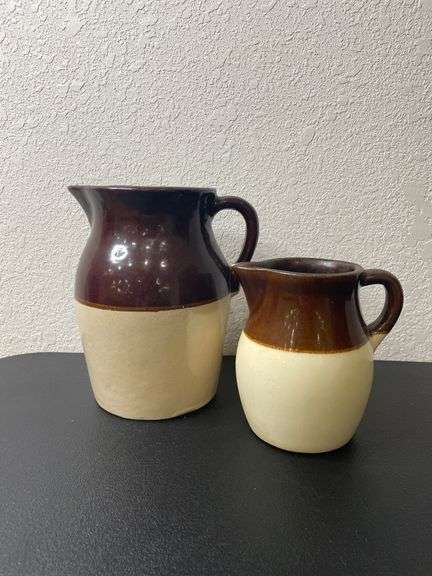 Lot of 2 Vintage Stoneware Pitchers – Robinson Ransbottom & Unmarked