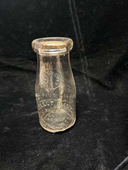 Glass Milk Bottle with Original Cap, Marked ‘Select Dairy Milk and Cream,’ Approx. 5 Inches Tall