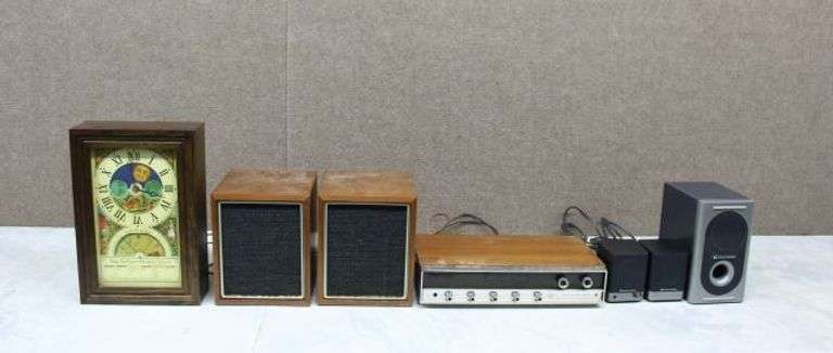 Burpee Planting Clock, Panasonic Model RE-7670 Stereo System with Speakers, and Altec Lansing Speake