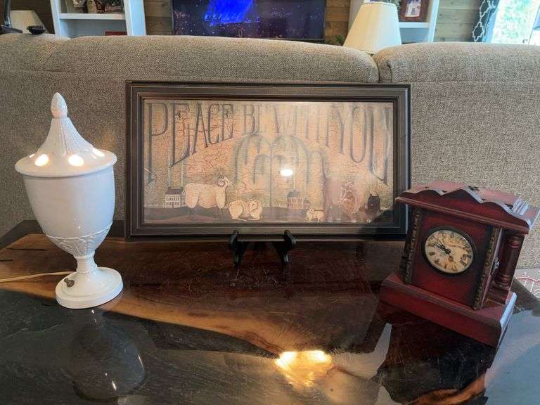 Vintage Lamp/Clock & Framed Print