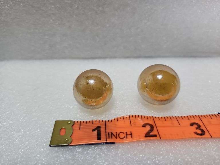 2 Vintage Amber Colored Shooter Marbles