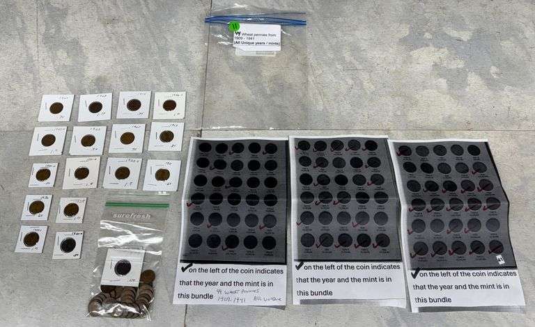 44 Wheat Pennies from 1909–1941 with Unique Years and Mint Marks