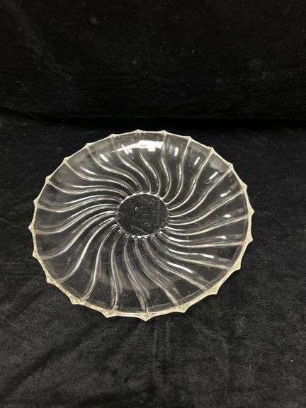 Clear Glass Swirled Plate with Approximate 12″ Diameter