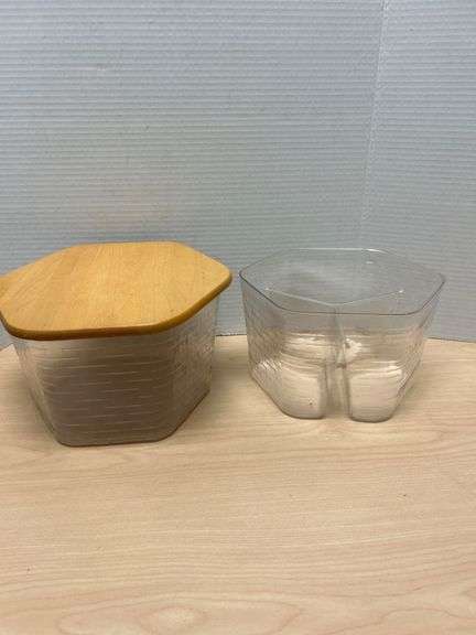 Longaberger Hexagonal Plastic Container and Wood Lid