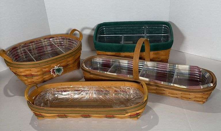 Longaberger Basket with Fabric Inserts and Plastic Divider Inserts