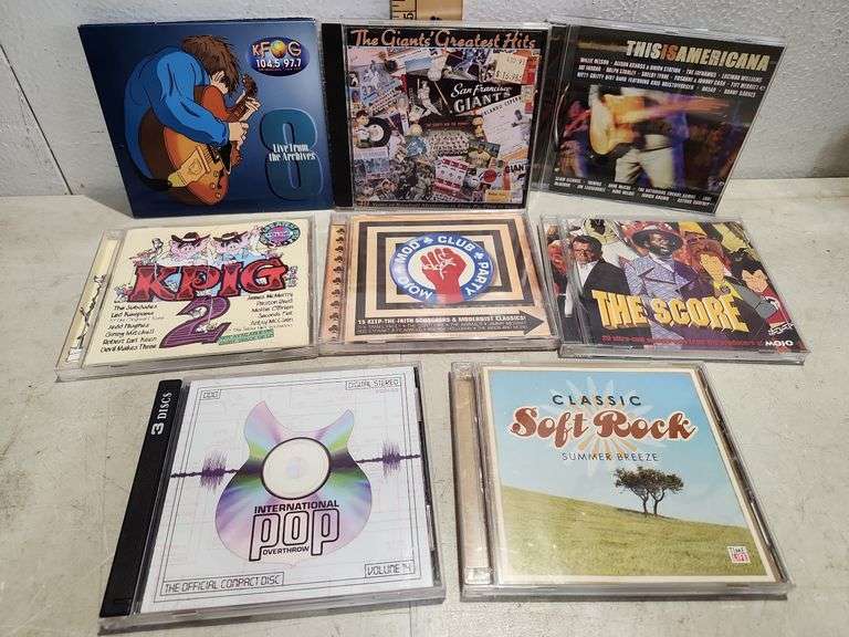 8 Assorted Cds, Kfog, The Giants, This Is Americana, Kpig, Mojo, Soft Rock, & International Pop Over