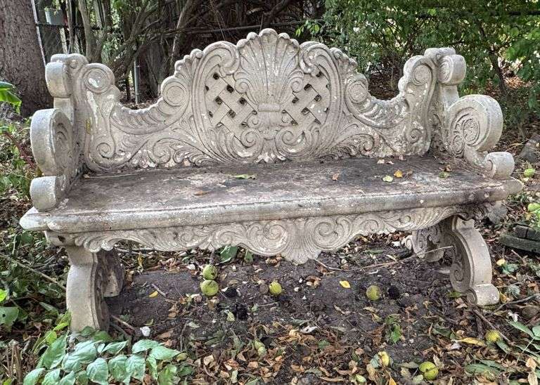 Inrticate Bench Beautiful Ornate Carved Concrete Garden Bench with Intricate Scrollwork ...