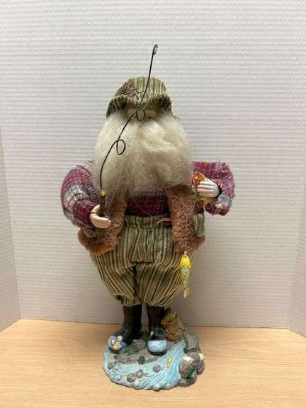 DanDee Fishing Figurine with Fabric, 11.5 Inches Tall