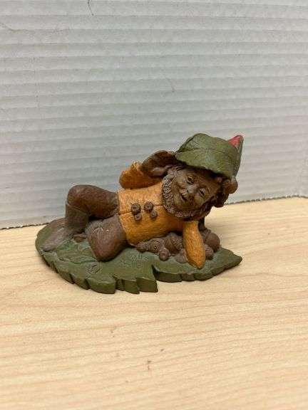 Jeff Signed Painted Figurine of Reclining Gnome or Elf
