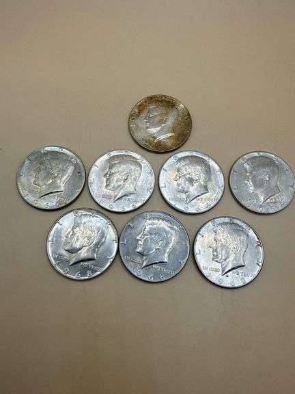 1965–1968 Kennedy Half Dollars – 40% Silver (8 Total)