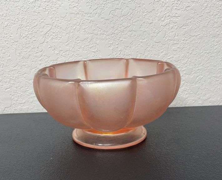 Fenton Art Glass Pink Iridescent Petal Bowl – Stamped 75th Anniversary, 5.5"