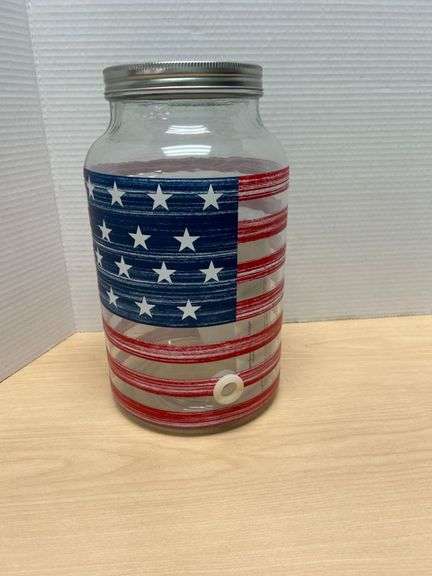 Stars and Stripes Beverage Jar With Spigot, Missing Spigot