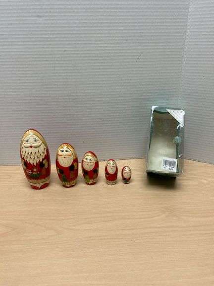 5 Hand-Painted Nested Figures Signed Kurt S. Adler Inc. Santa’s World Series